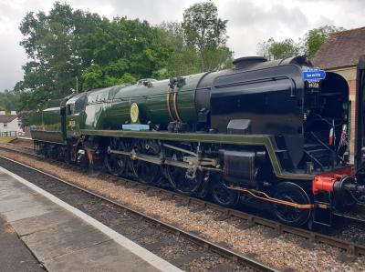 34059 steam at Bluebell Railway - Kingscote. &copy; MikeMOL