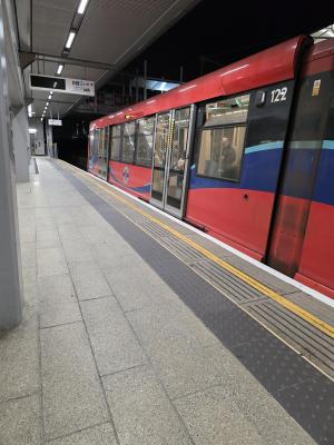 DLR 122 at Custom House DLR. &copy; MikeMOL