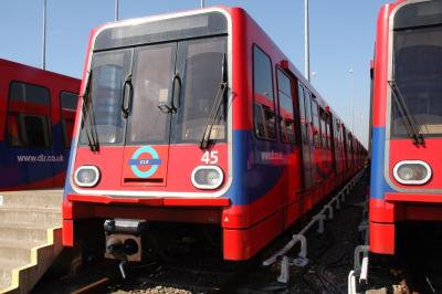 DLR45 at Beckton DLR. &copy; Byron5574