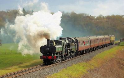 6412 Steam at Burrs Country Park - East Lancashire Railway. &copy; stevexos
