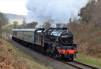 44871 Steam at Burrs Country Park - East Lancashire Railway. &copy; stevexos