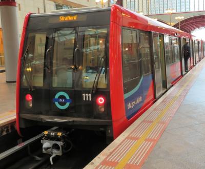 DLR 111 at Docklands Light Railway, London. &copy; Geoff