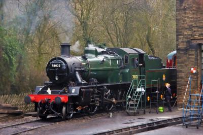 78022 Steam at Keighley & Worth Valley Railway - Haworth depot. &copy; stevexos