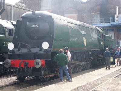 34070 STEAM at Eastleigh Works. &copy; Byron5574