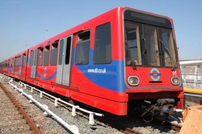 DLR91 at Beckton DLR. &copy; Byron5574