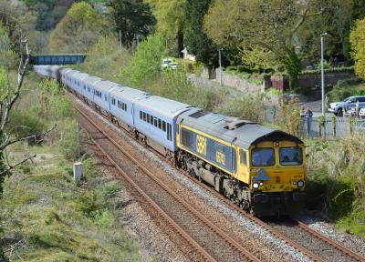 66742 at Brent Station East Overbridge - South Brent. &copy; AJax