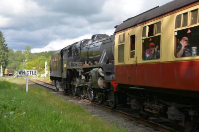45428 steam at North Yorkshire Moors Railway - New Bridge Crossing. &copy; AJax